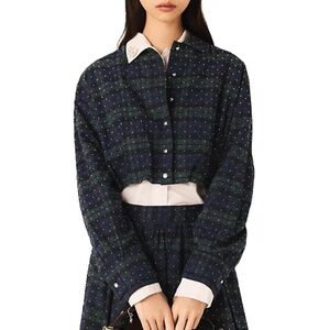 Caro Check Rhinestone Cropped Shirt